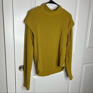 Free People Yellow Mockneck Padded Shoulder Thermal Long Sleeve Too Medium